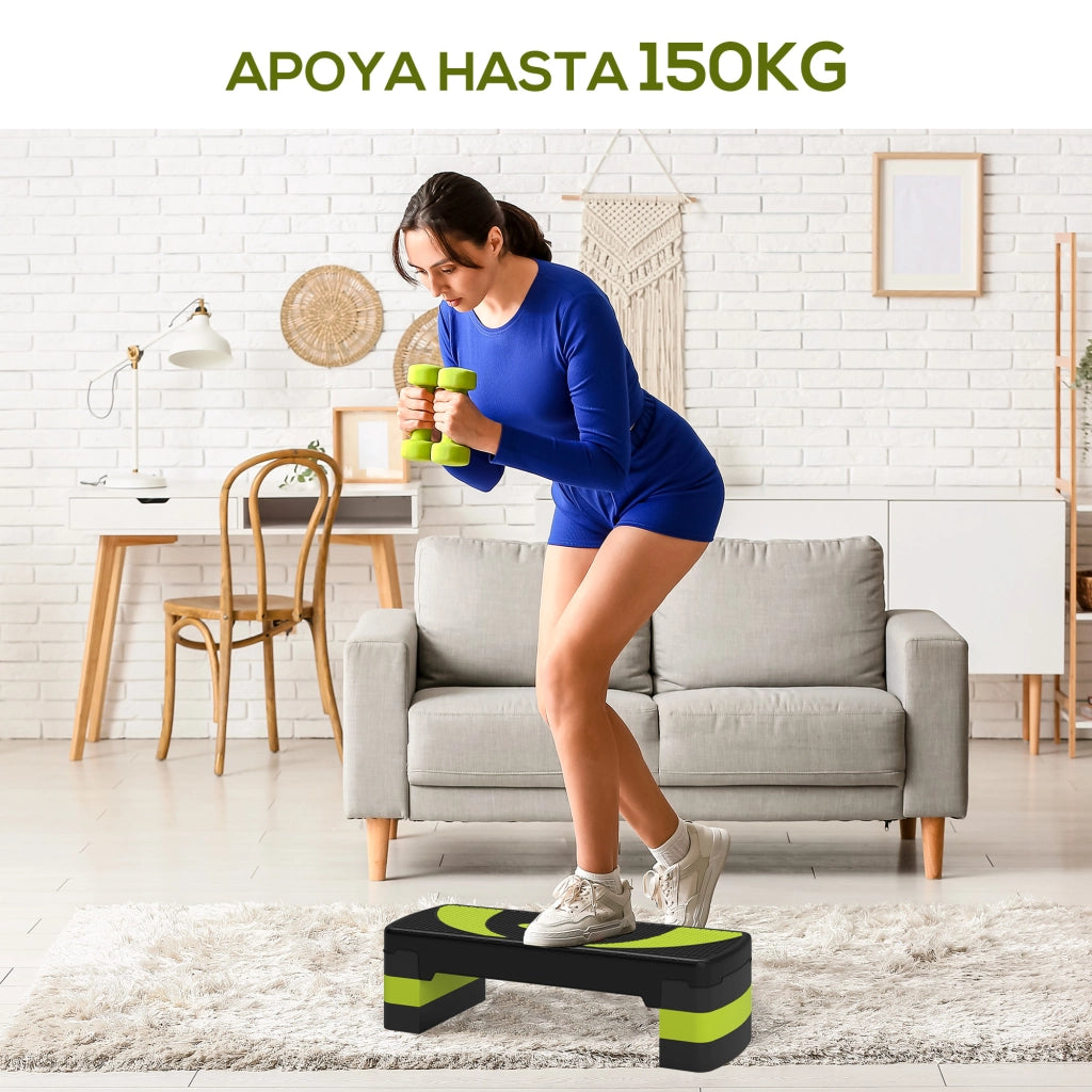 Step Aerobico Regolabile 3 Livelli ¨C zephmum ¨C Verde 80x31x20 cm
