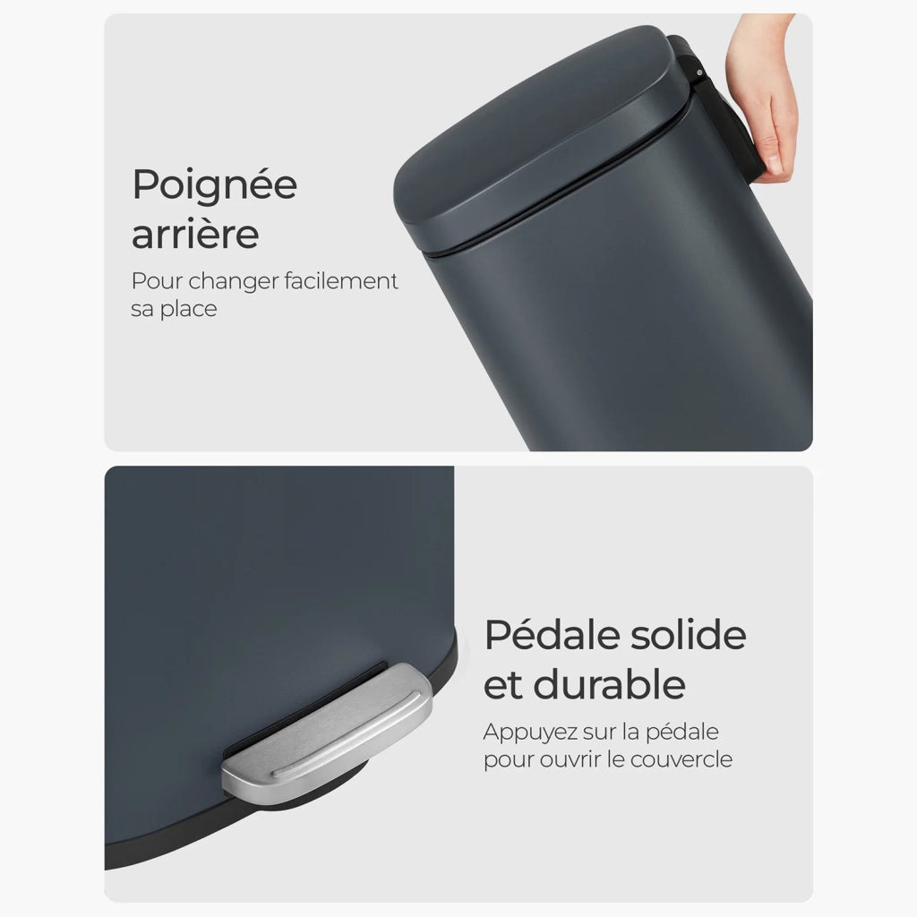 Pattumiera a pedale in acciaio inox con secchio interno in plastica capacità 30 litri coperchio con chiusura ammortizzata antiodore grigio 12_0007200