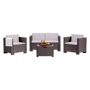 Set salotto da esterno Camisano, Salottino outdoor, Set da balcone o giardino, Composizione soggiorno per esterni, Made in Italy, Marrone