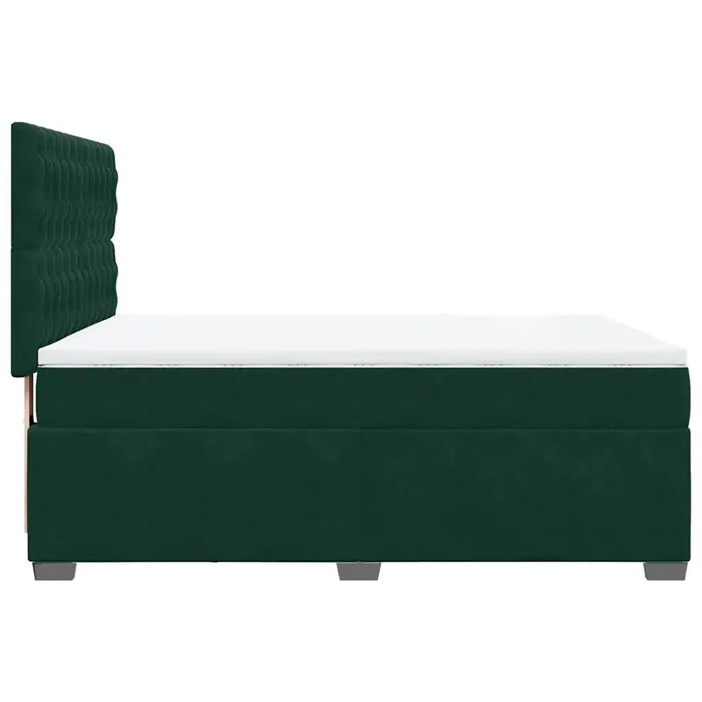 Giroletto a Molle con Materasso Verde Scuro 140x200 cm Velluto