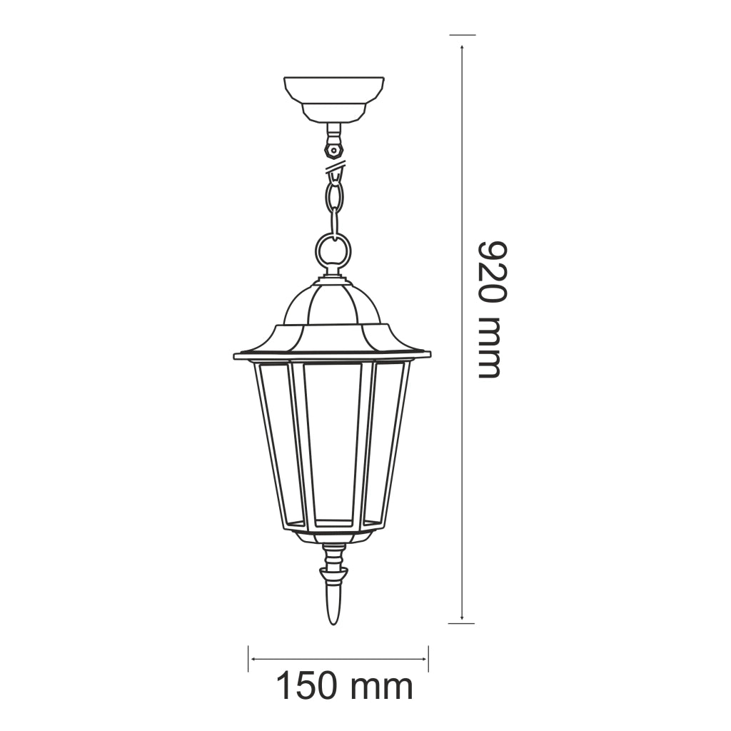 Lampada sospesa esterna Polux Liguria patina E27 IP43