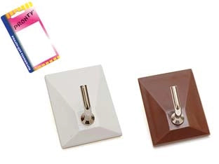 GANCI ADESIVI IN PLASTICA 1 POSTO IN BLISTER- - mm.30x40, bianco - in bl.2 pz. - 12 blister