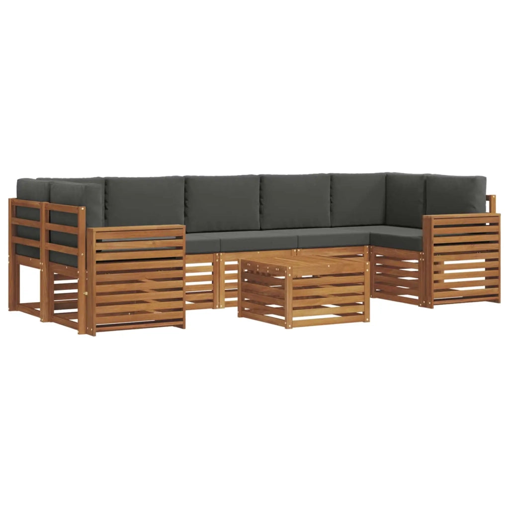 Set di divani da esterno con cuscino 8 pcs Naturale e Antracite