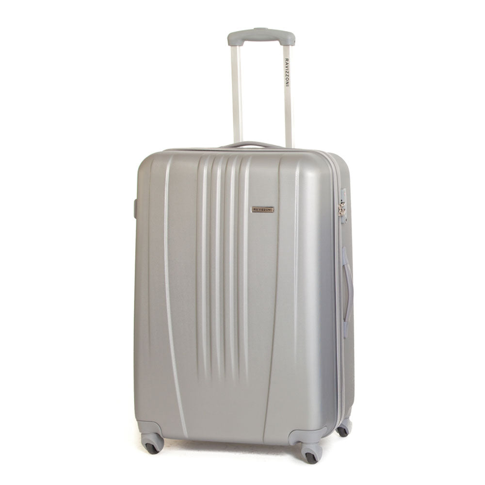 Trolley Valigia Grande Rigida in ABS 4 Ruote TSA Ravizzoni Jazz Silver