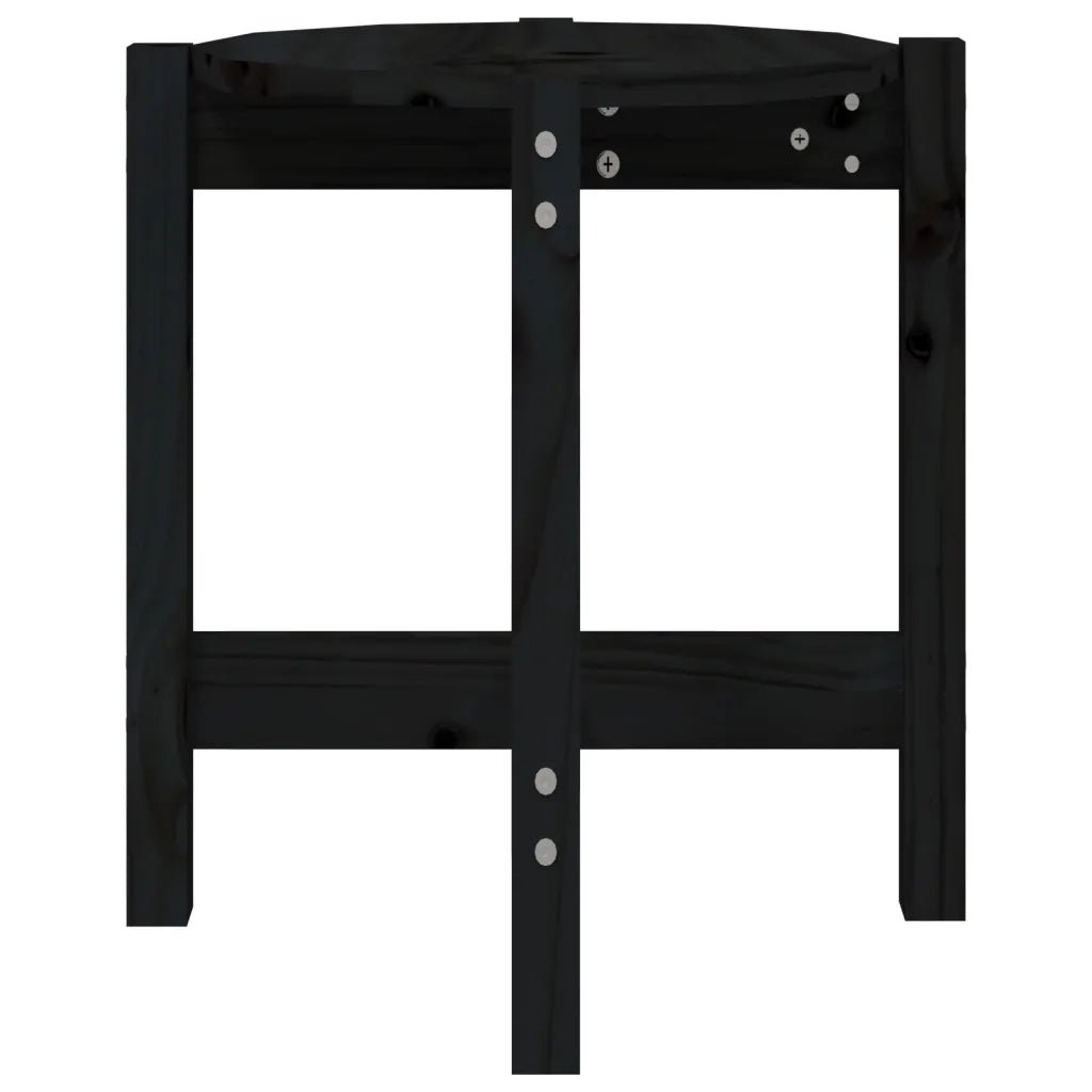 Tavolino da Salotto Nero Ã˜ 42,5x45 cm in Legno Massello di Pino cod mxl 19866