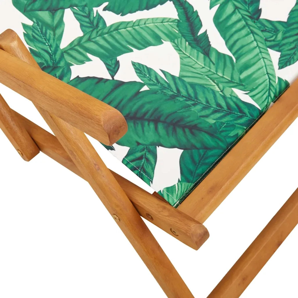 Sedia da Giardino | Sedia da Spiaggia Pieghevole Foglie Legno Eucalipto e Tessuto