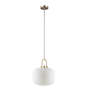Lampada a sospensione FOSSE oro, vetro bianco E27 Italux