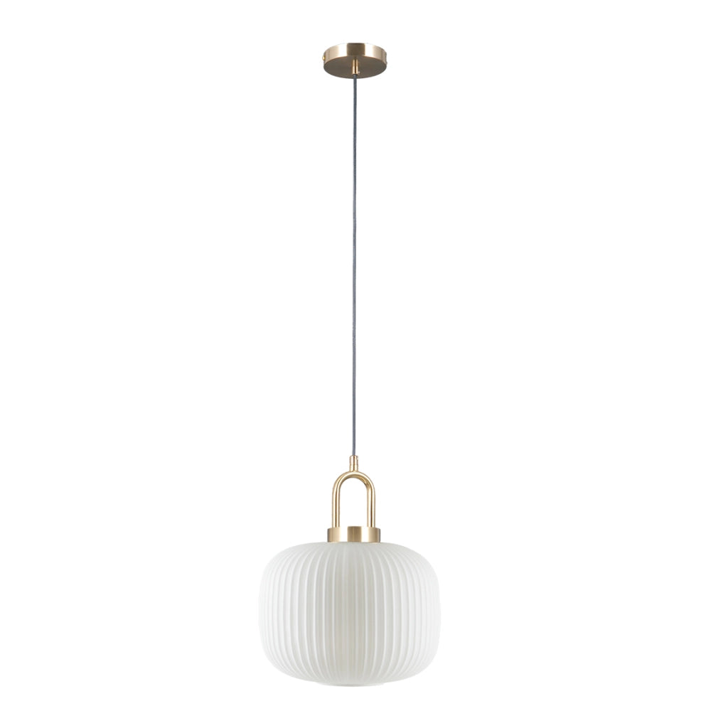 Lampada a sospensione FOSSE oro, vetro bianco E27 Italux