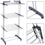 Trade Shop - Stendibiancheria Verticale A Torre Pieghevole A Torre Salvaspazio 3 Piani Ruote -