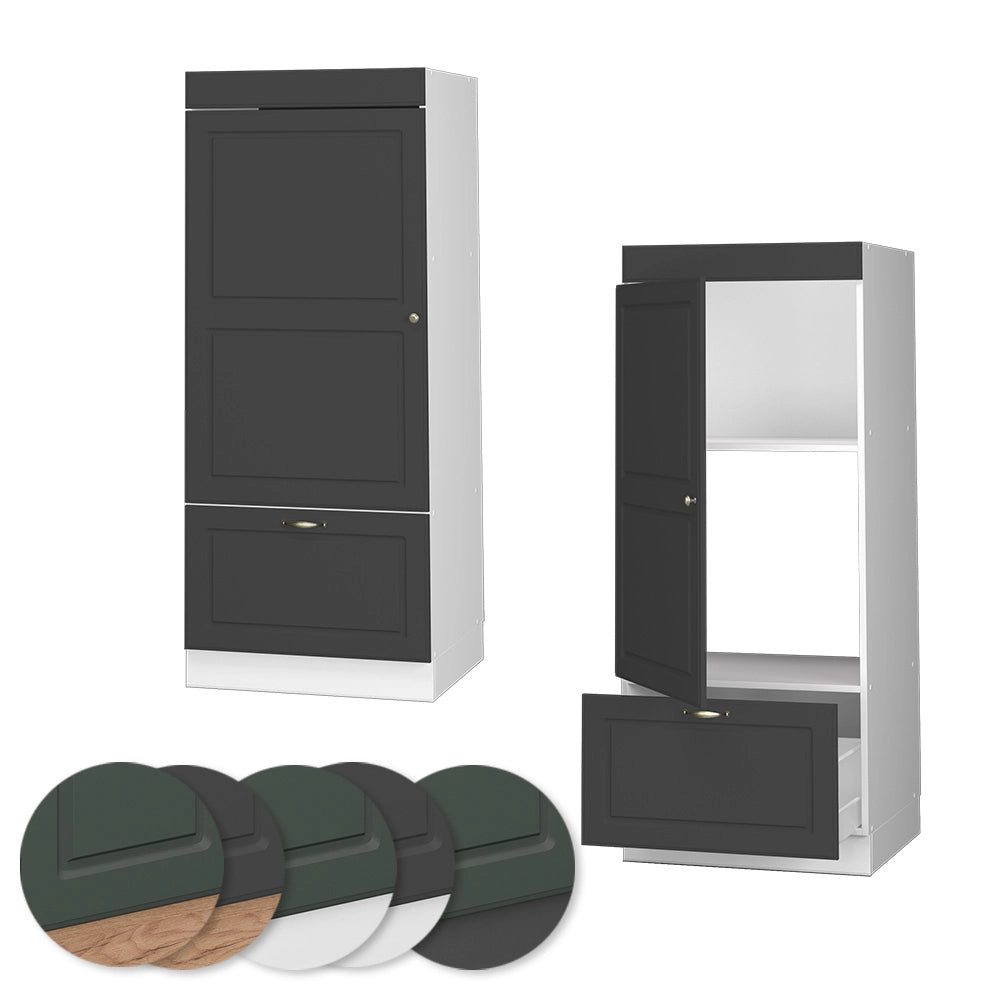 Mobile cucina microonde Fame-Line Oro-antracite rustico/Bianco 60 cm Vicco