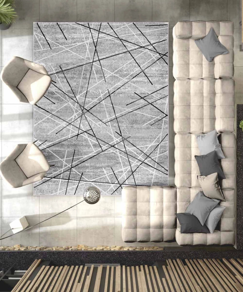 Tappeto NEVADA 9244 grigio cm.160x230 stile moderno righe astratte