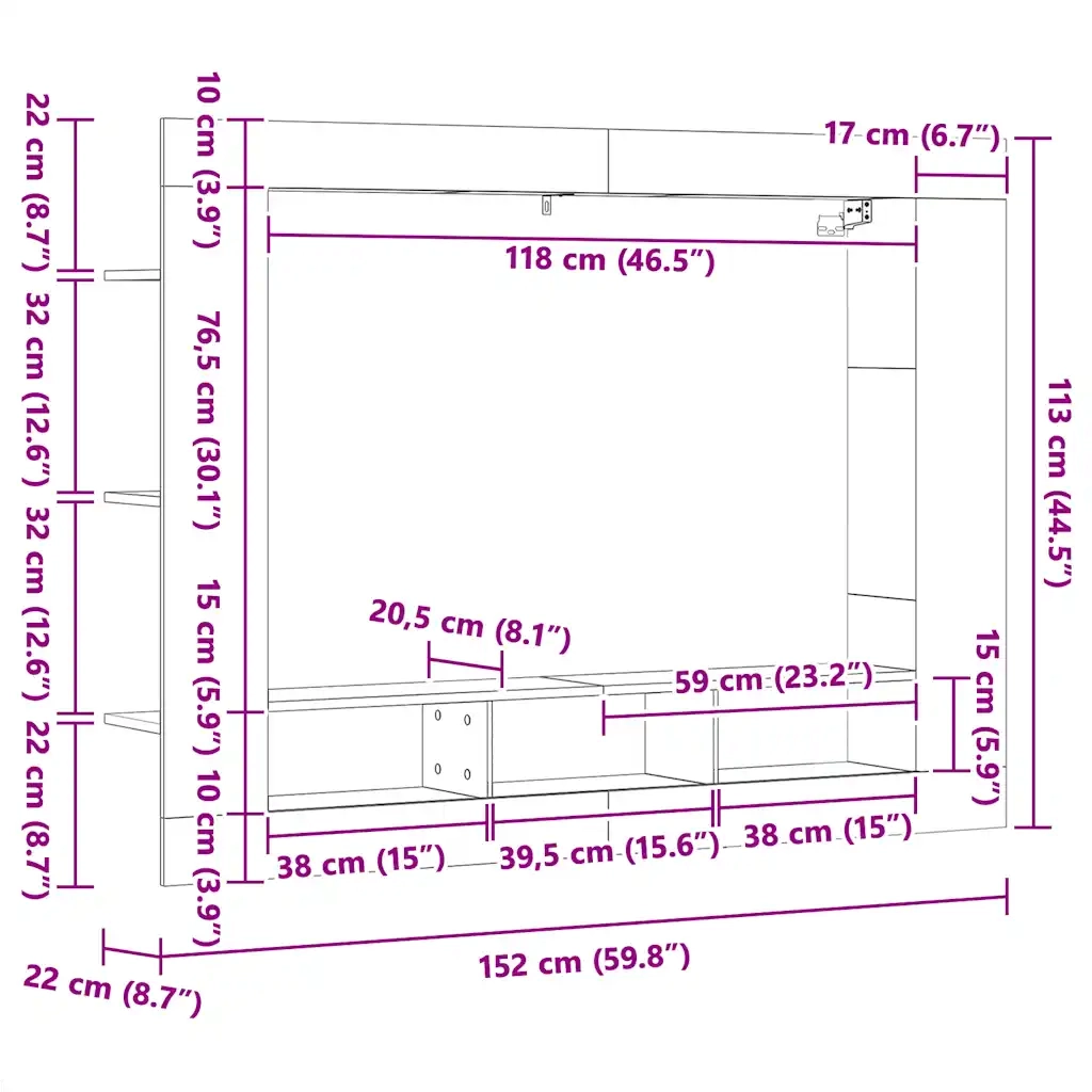 Mobile Porta TV Rovere Sonoma 152x22x113cm in Legno Multistrato 833724