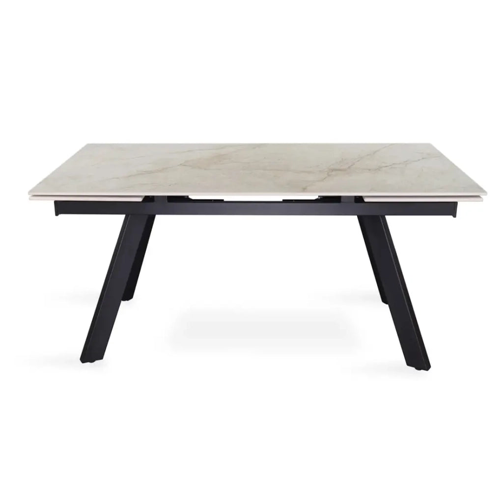 Tavolo allungabile LAROS – 160 a 240 cm – Piano in pietra marmorea beige – Struttura in metallo – Design di alta gamma