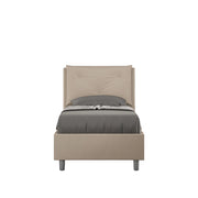 BS COM Letto singolo senza rete imbottito 80x200 similpelle tortora