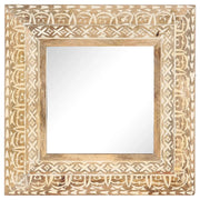 Specchio Intagliato a Mano 50x50x2,6 cm in Massello di Mango 321644