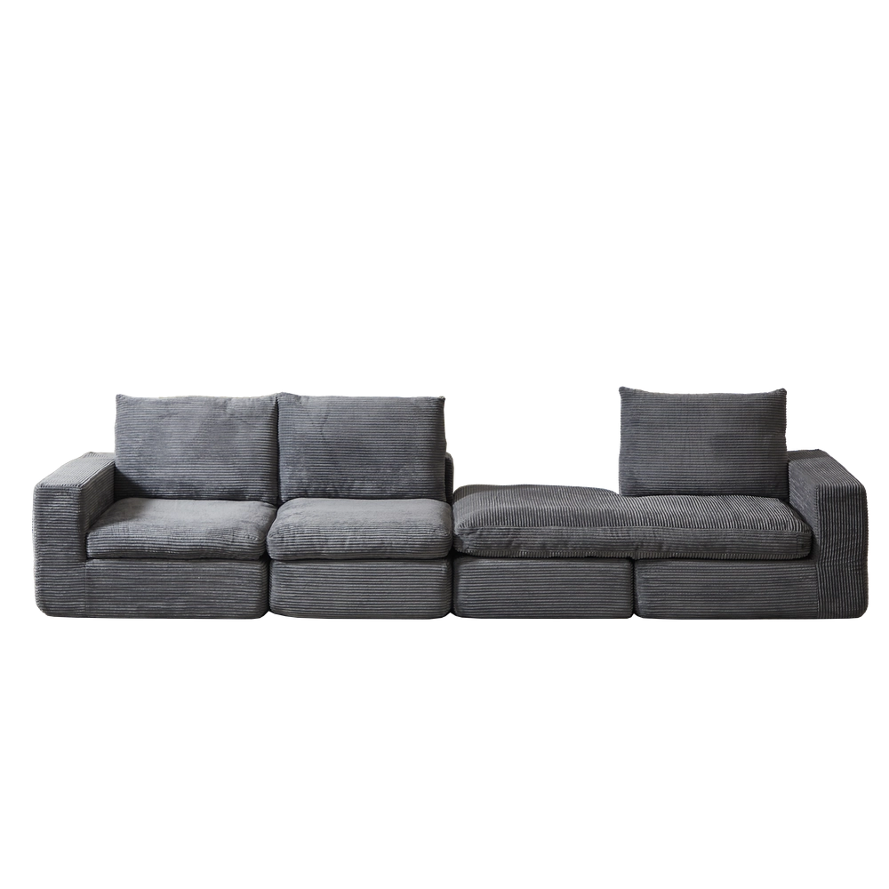 Divano Angolare con Chaise Longue in Tessuto ¨C Xylo ¨C 3 Posti, Grigio