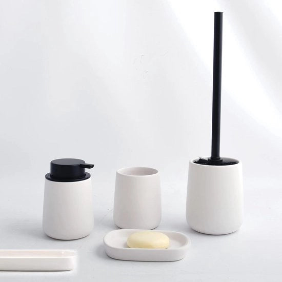 Organizzatore ovale per bagno con contenitore per oggetti personali e accessori mat mat bianco