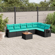 Set Divani da Giardino 8 pz con Cuscini Nero in Polyrattan 3224594