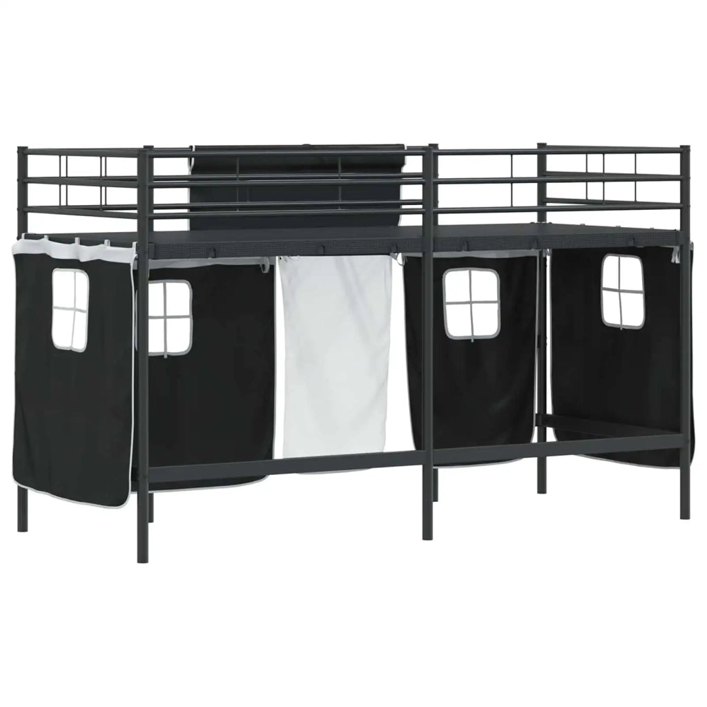 Struttura del Letto Loft per Bambini con Tendine Nero