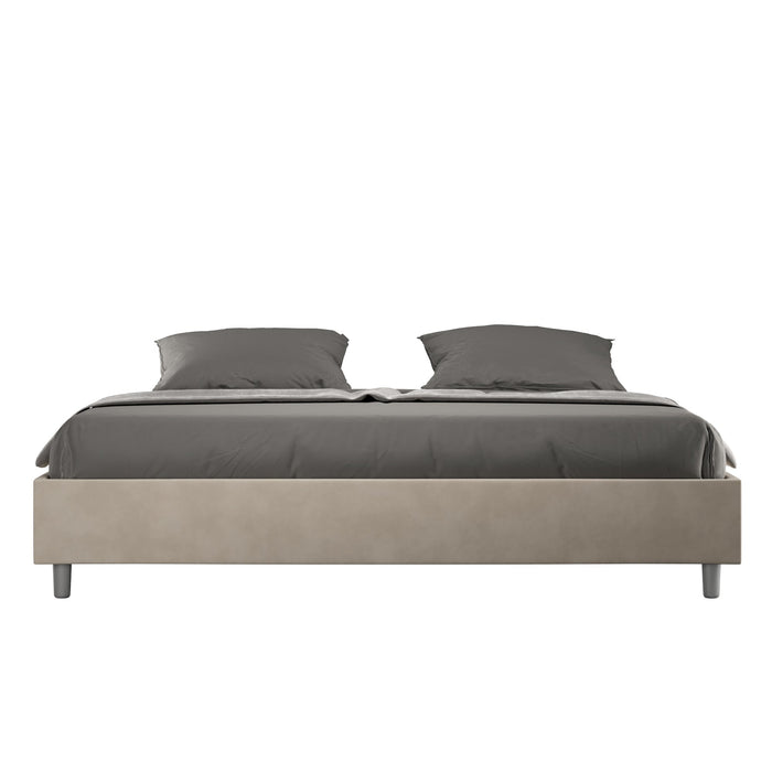 Letto Matrimoniale Extra Large Sommier 200x200 cm con Rete e Contenitore Azelia Sabbia