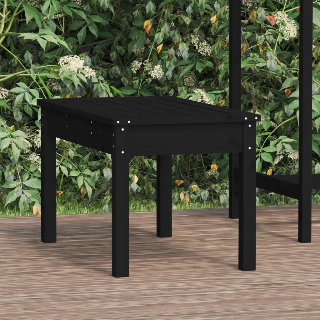 Panca da Giardino-Sgabello-Panca da esterno Nera 80x44x45 cm Legno Massello di Pino