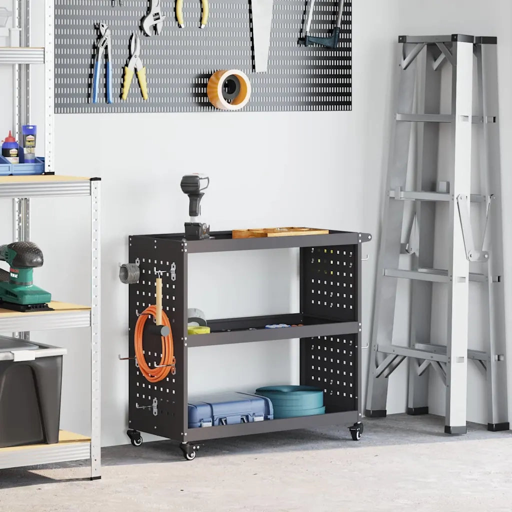 Carrello per Attrezzi con lo scaffale Nero 75 x 35 x 73 cm CFW1829411