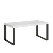Tavolo Allungabile 90-246x90x77 cm Tecno Premium Bianco Frassino Telaio Antracite