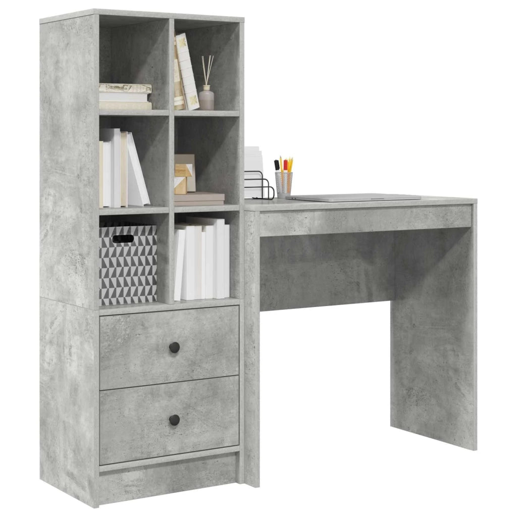 Scrivania con cassetto con lo scaffale 2 pcs Grigio cemento 3337316