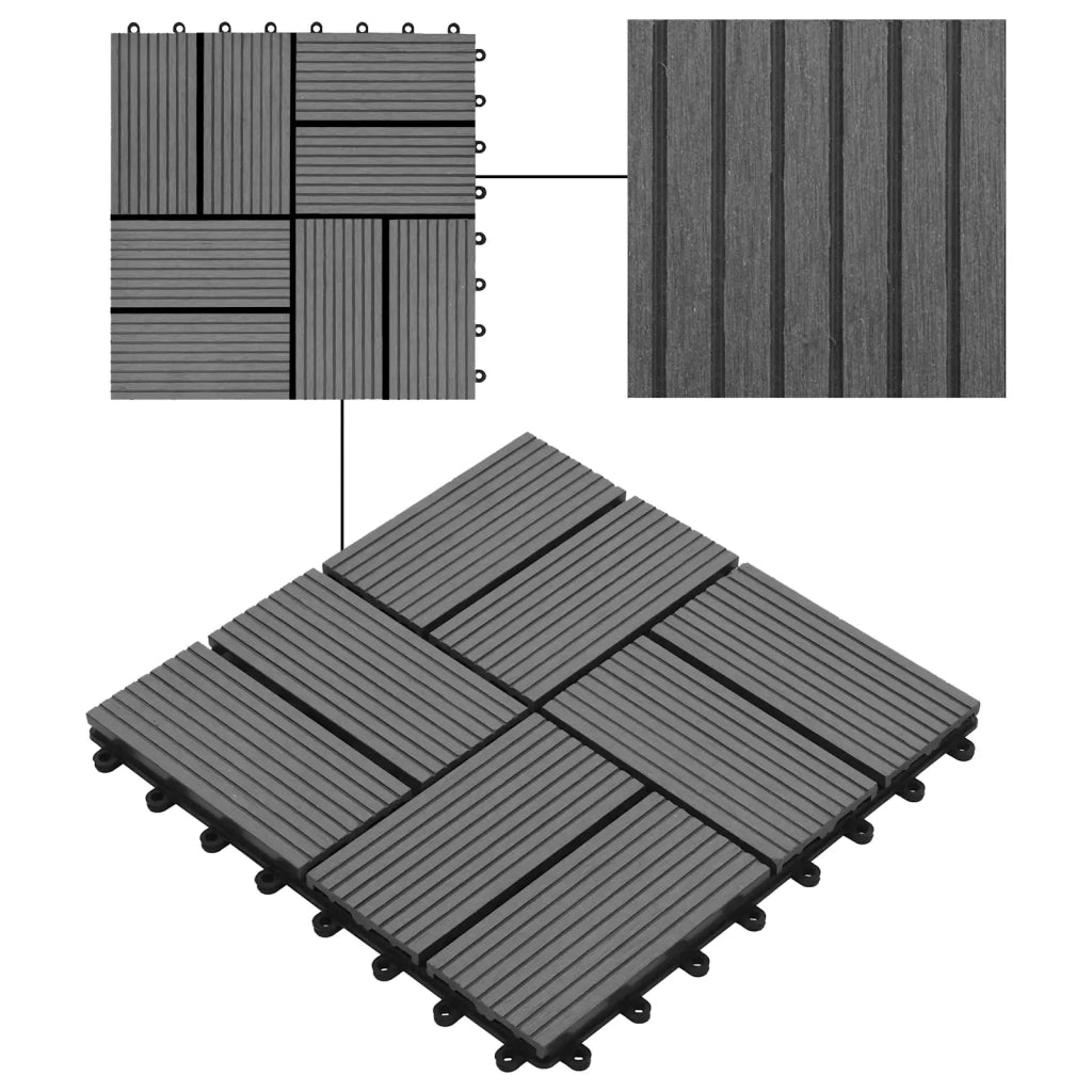 Piastrella per Decking 22 pz Grigio 30 x 30 cm WPC CFW2518806