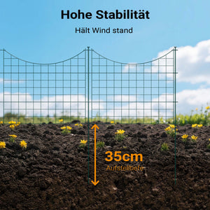 Recinzione giardino, set con 5 elementi verdi con bordo curvo, recinzione in rete metallica 770 x 8 x 640 mm, recinto a innesto di facile montaggio