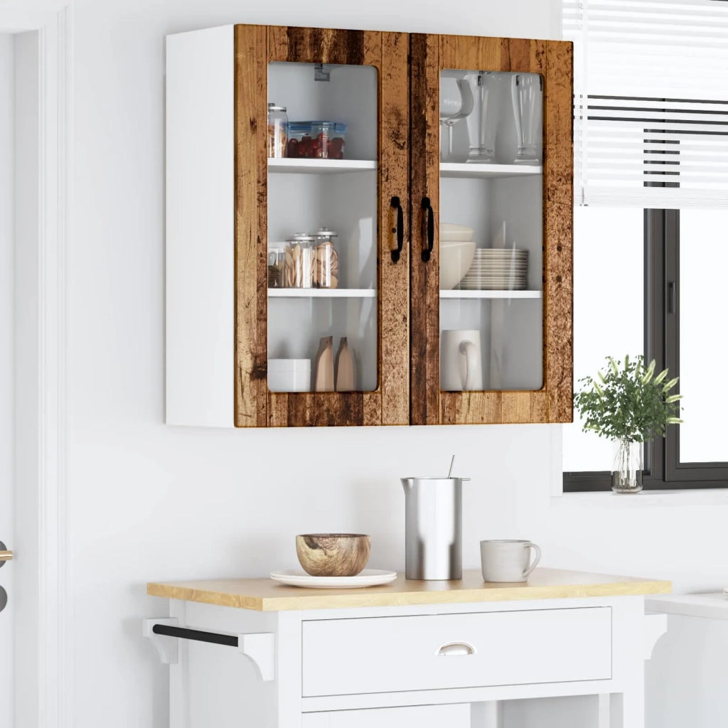 Pensile da cucina | Mobile in vetro da parete LUCCA 2 pz Legno antico