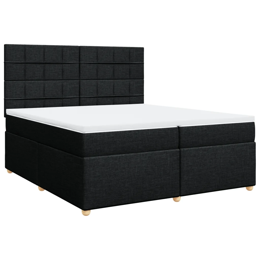 Giroletto a Molle con Materasso Nero 200x200 cm in Tessuto