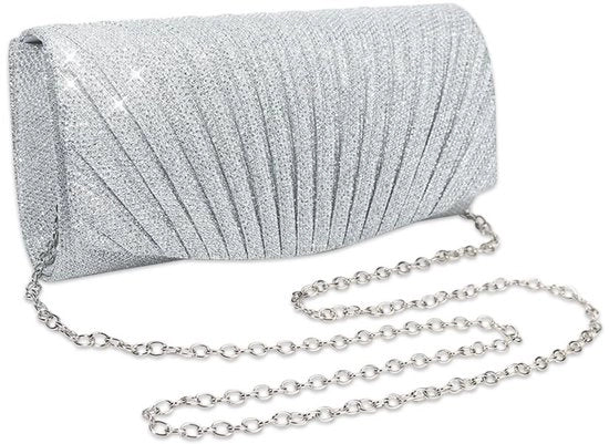 Clutch per Donna con Catena Removibile Moda Tastiera per Matrimonio Festa Serata Cocktail Party Festa di Compleanno Regalo (Argento)