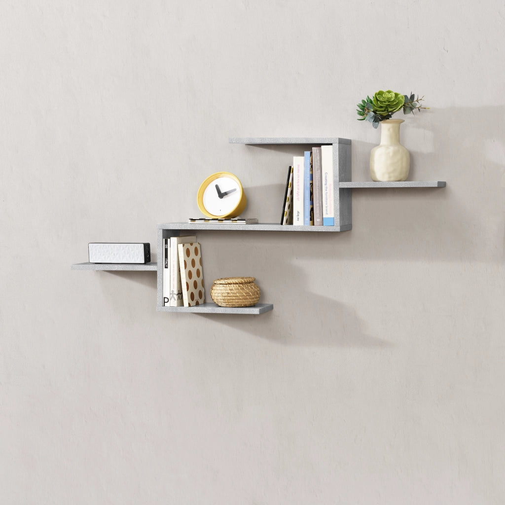 Mensola da Parete / da Muro in Design Moderno 104 x 14,5 x 49,5 cm Scaffale Pensile con 5 Ripiani Portaoggetti Libreria - Effetto Cemento