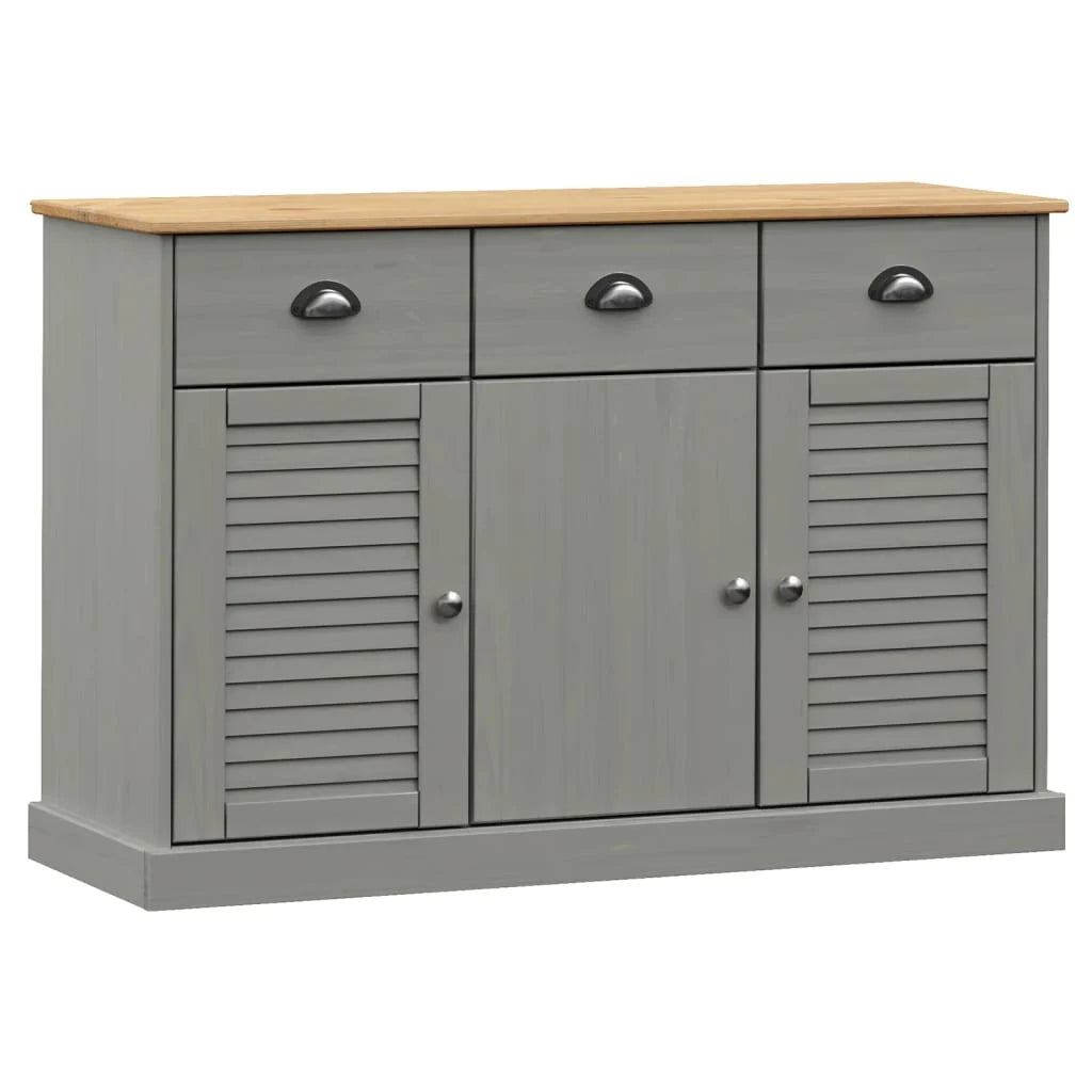 Buffet credenza cassettiera armadio mobile contenitore organizer per cucina soggiorno salotto con cassetti 113 x 40 x 75 cm legno di pino massiccio grigio 02_0030136