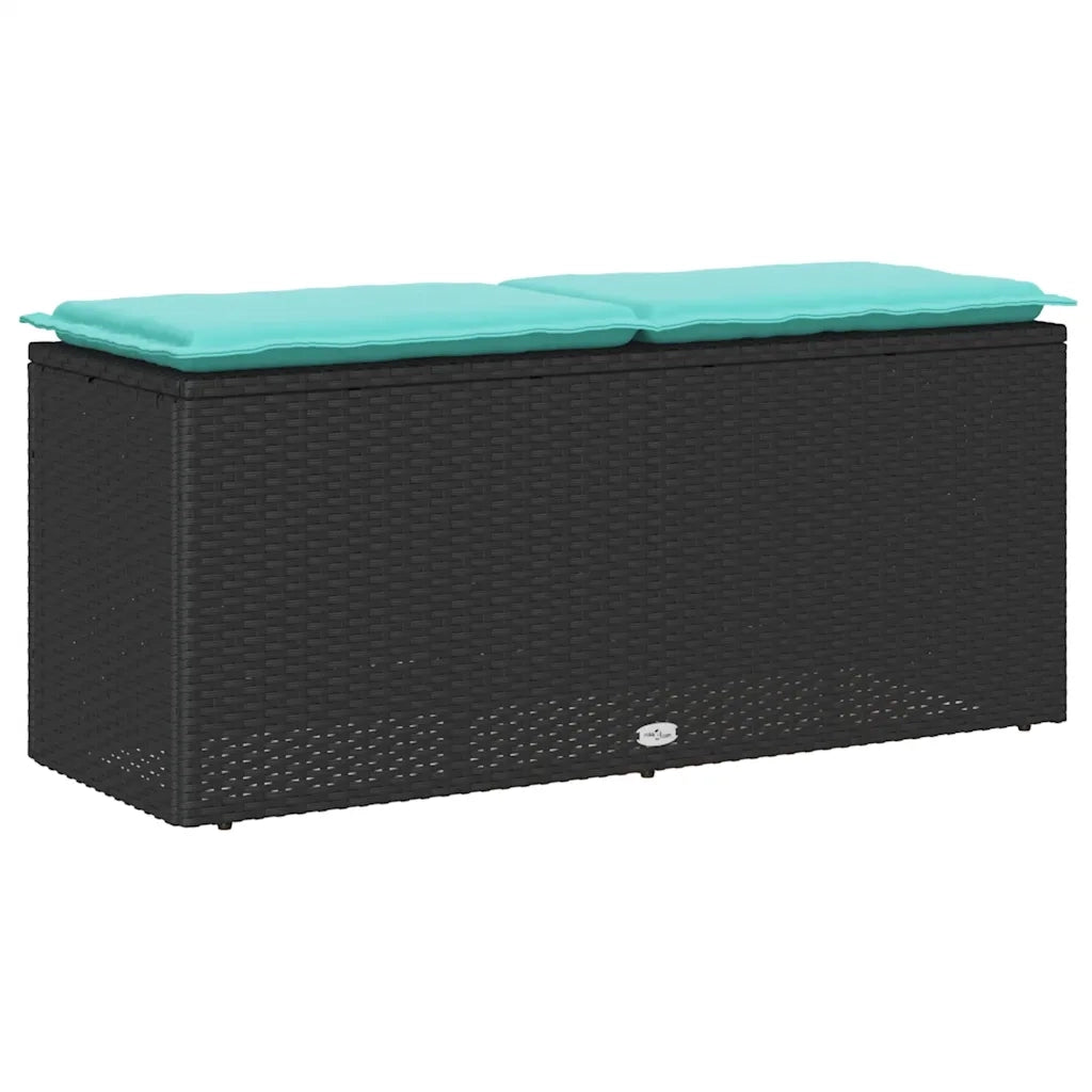 Panca da Giardino con Cuscino Nera 110x40x44 cm in Polyrattan 4104153