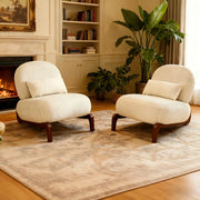 Poltrona 86.9x72.1x69.9 cm senza braccioli in velluto e legno bianca