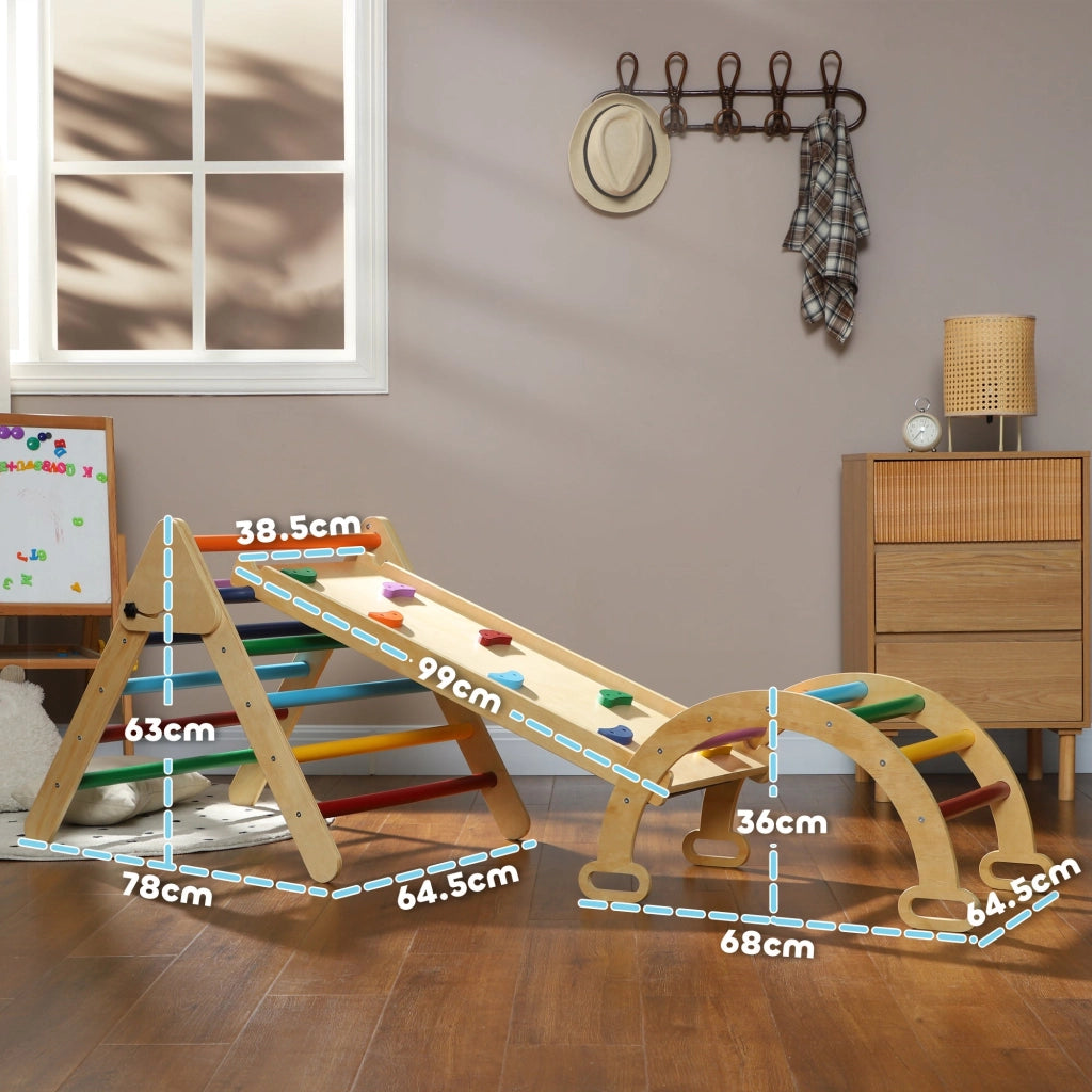 Gioco per Bambini 5 in 1 Triangolo e Arco Montessori Rampa per Arrampicata
