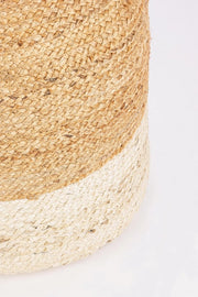 Pouf Ø 45 cm Jalaja in Fibre Naturali Bianco
