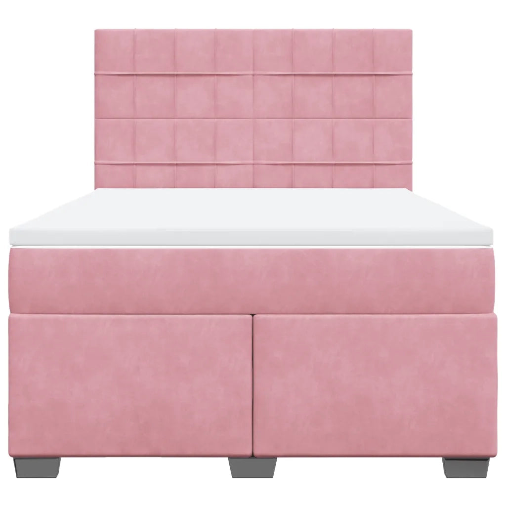 Giroletto a Molle con Materasso Rosa 140x190 cm in Velluto 3293211