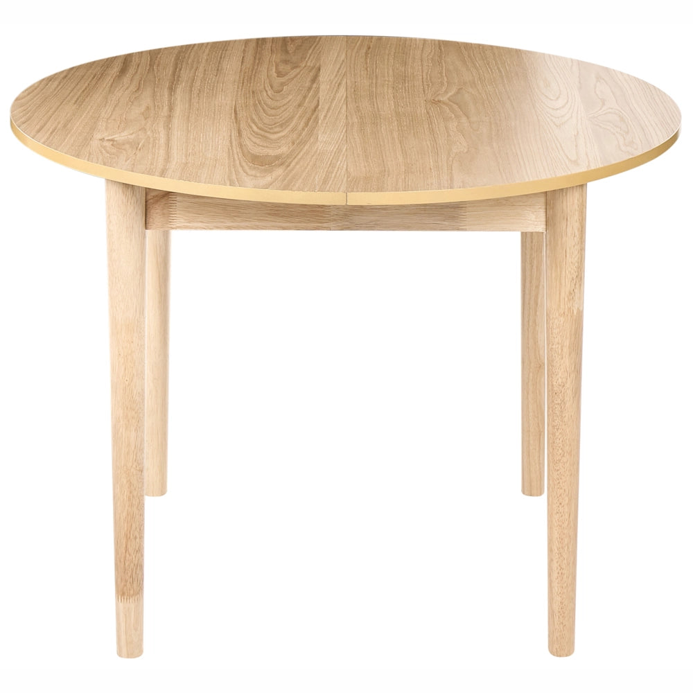 Tavolo da pranzo Marrone chiaro MDF impiallacciato rovere Base in legno di gomma 107/137x107cm Piano tavolo allungabile Rotondo Moderno