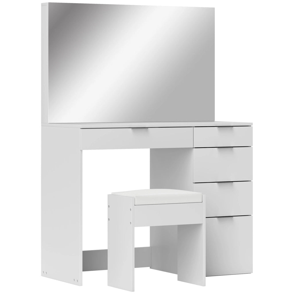 Tavolo da trucco con specchio e 5 cassetti ¨C zephmum ¨C Bianco, 97.2x44.5x136.5 cm
