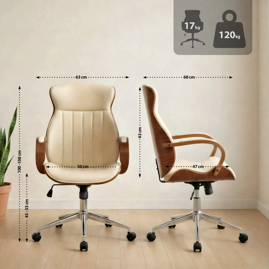 Sedia da Ufficio Melilla in similpelle Noce/crema