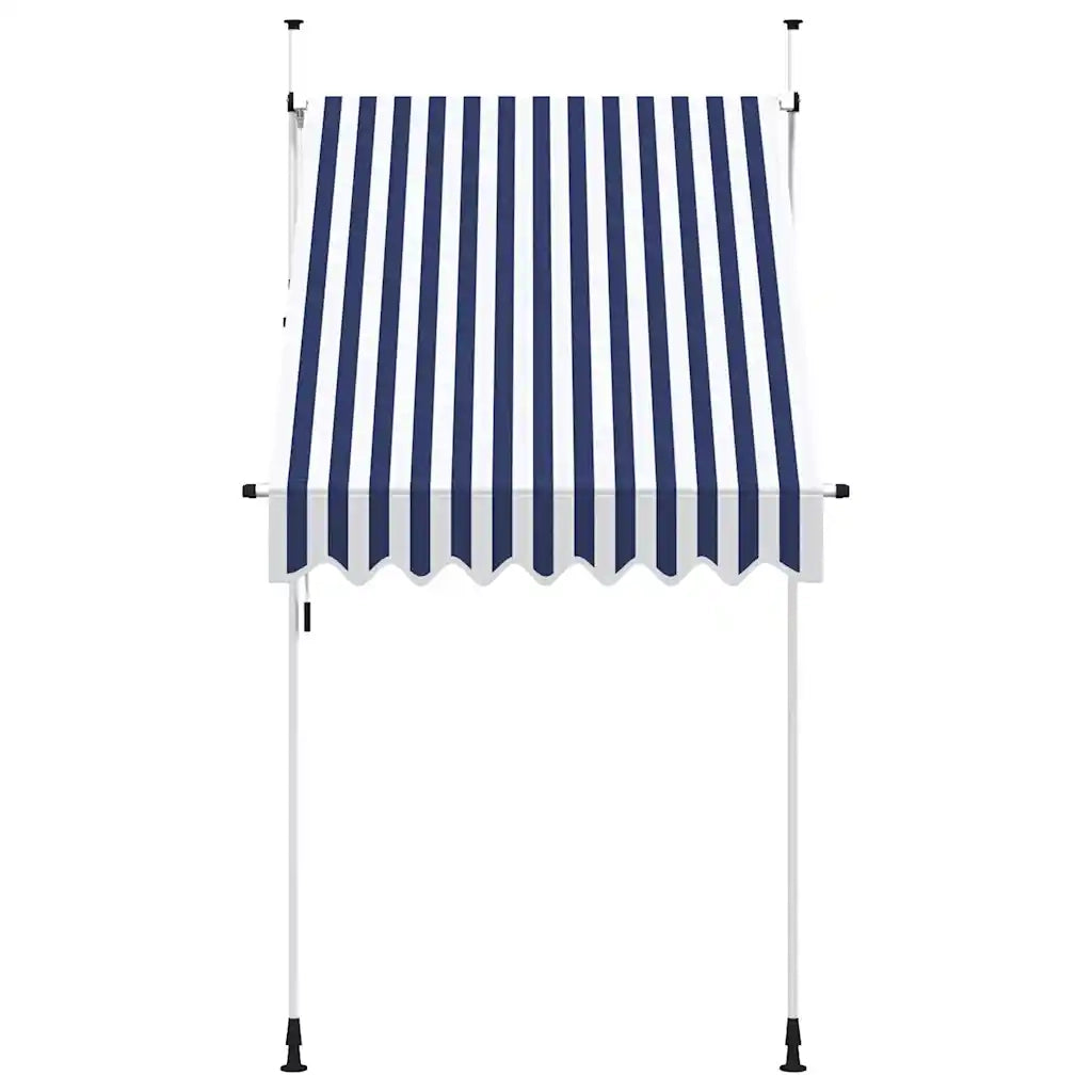 Tenda da Sole | Tenda parasole Retrattile Manuale 150 cm a Strisce Blu e Bianche