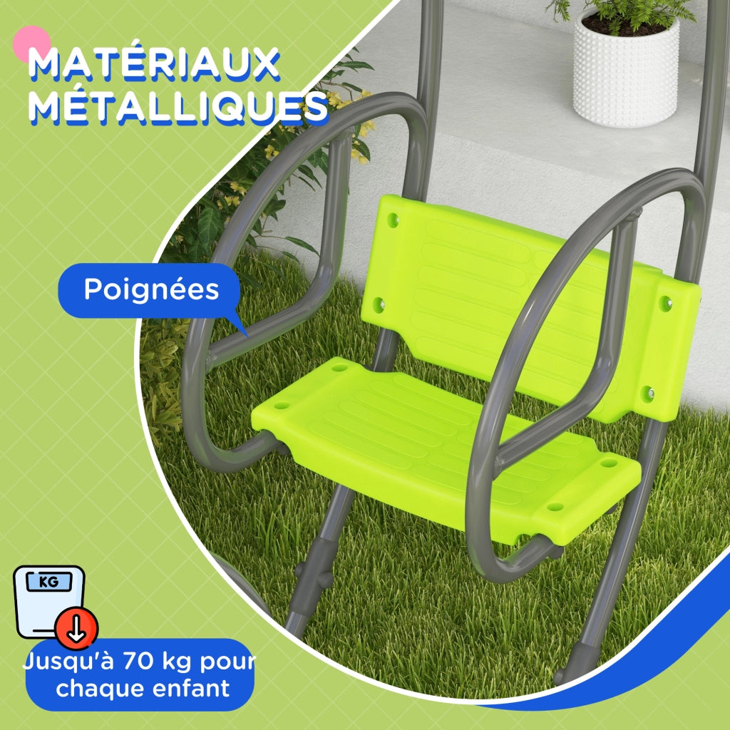 Altalena per Bambini ¨C Zephmum ¨C Struttura in Metallo Verde 110.5x40.5x180 cm
