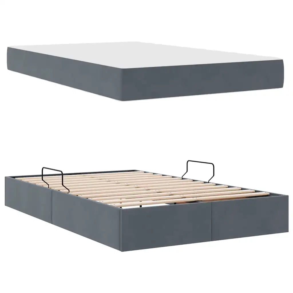 Letto con contenitore e materasso Grigio scuro 120 x 200 cm