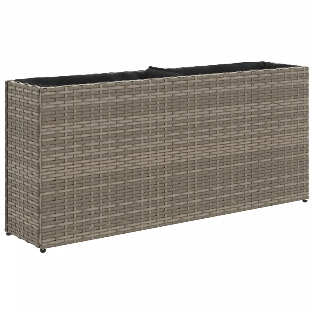 Fioriera | Cassetta per fiori | Vaso da Giardino con 2 Vasi Grigia 90x20x40cm in Polyrattan