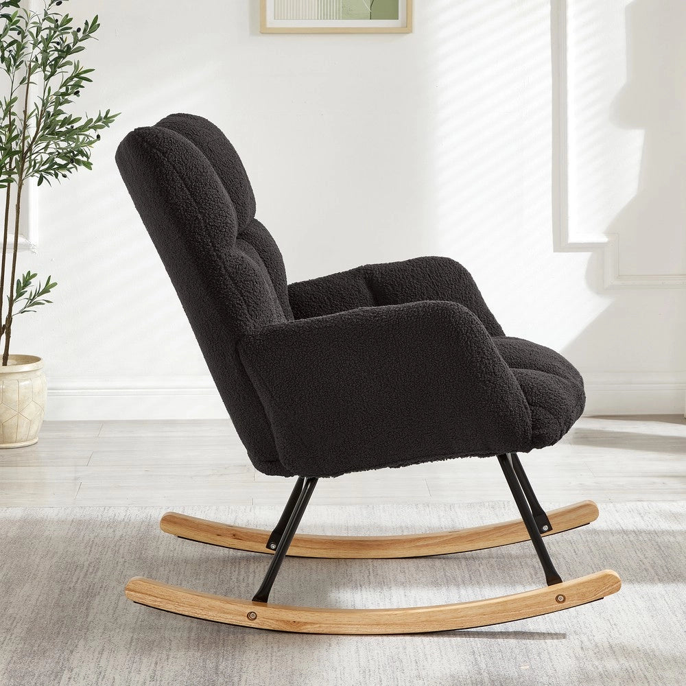 Poltrona a Dondolo ¨C Xylo ¨C Legno e Metallo, Design Scandinavo, 69x89x101 cm