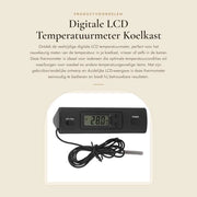 Termometro LCD Digitale per Fridge e Freezer - Misura Precisa - Adatto per Interno ed Esterno - Con Cavo - Connesso - Fornisce Letture Accurate