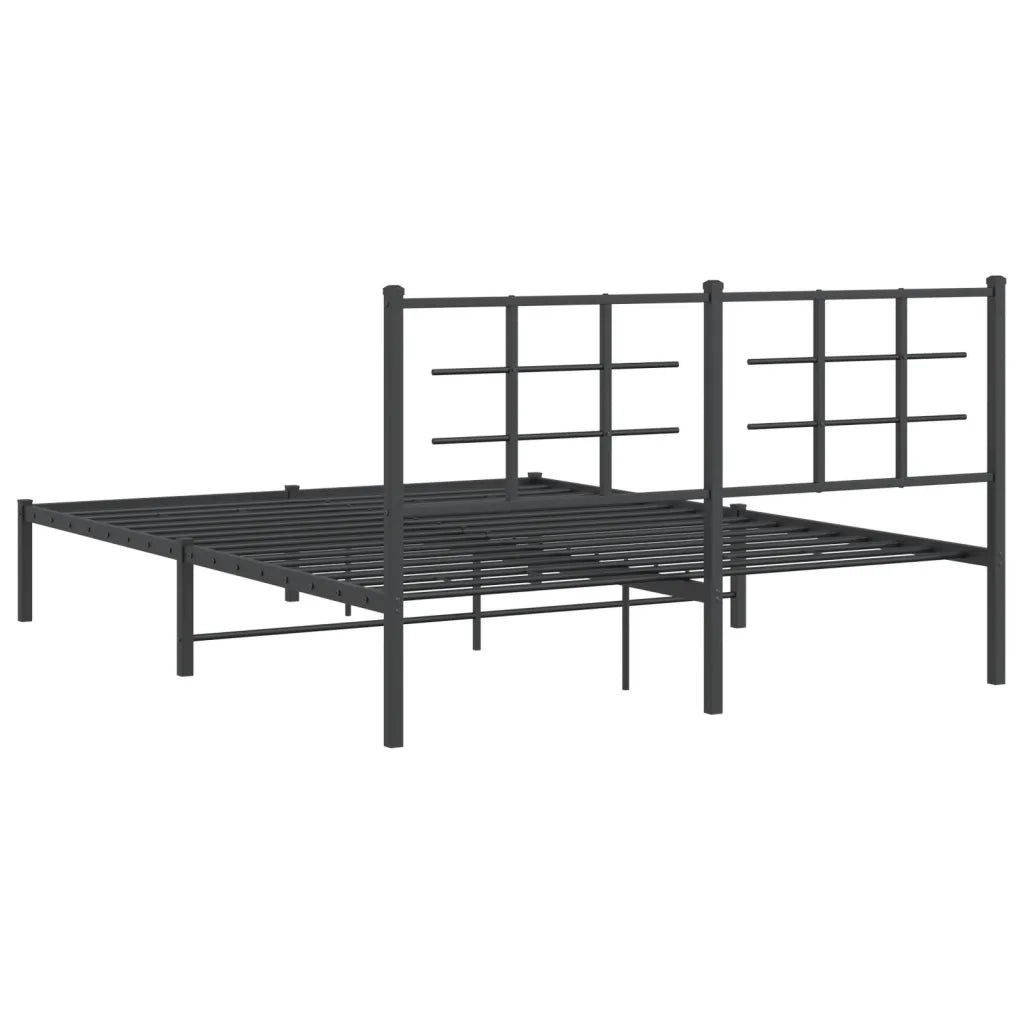 Giroletto con Testiera-Struttura Letto con testiera in Metallo Nero 160x200 cm 380768